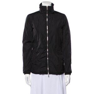 Prada Authentic Solid Black Nylon Windbreaker Long Sleeve Jacket 38 2 Xs